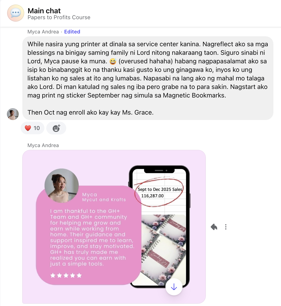 MYCA ANDREA income proof